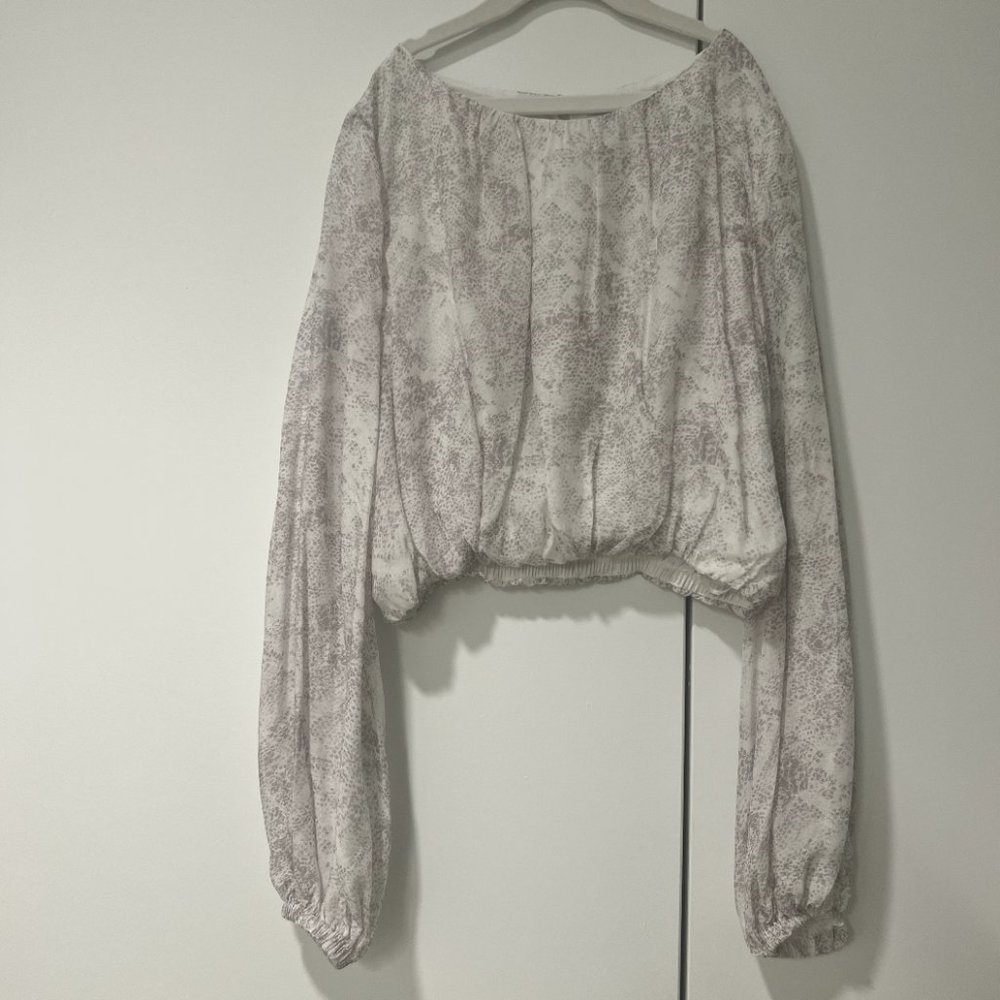Intermix White Snake Print Crop Top